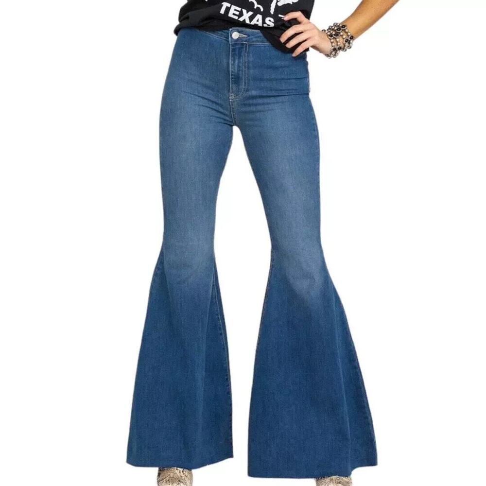 Free People Size 30 High Waisted High Rise Just Float Flare Bell Bottom Jean